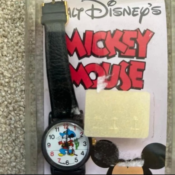 Vtg  80s Walt Disney Apollo Mickey Mouse Watch Boxed Cowboy Cactus - Picture 3 of 6